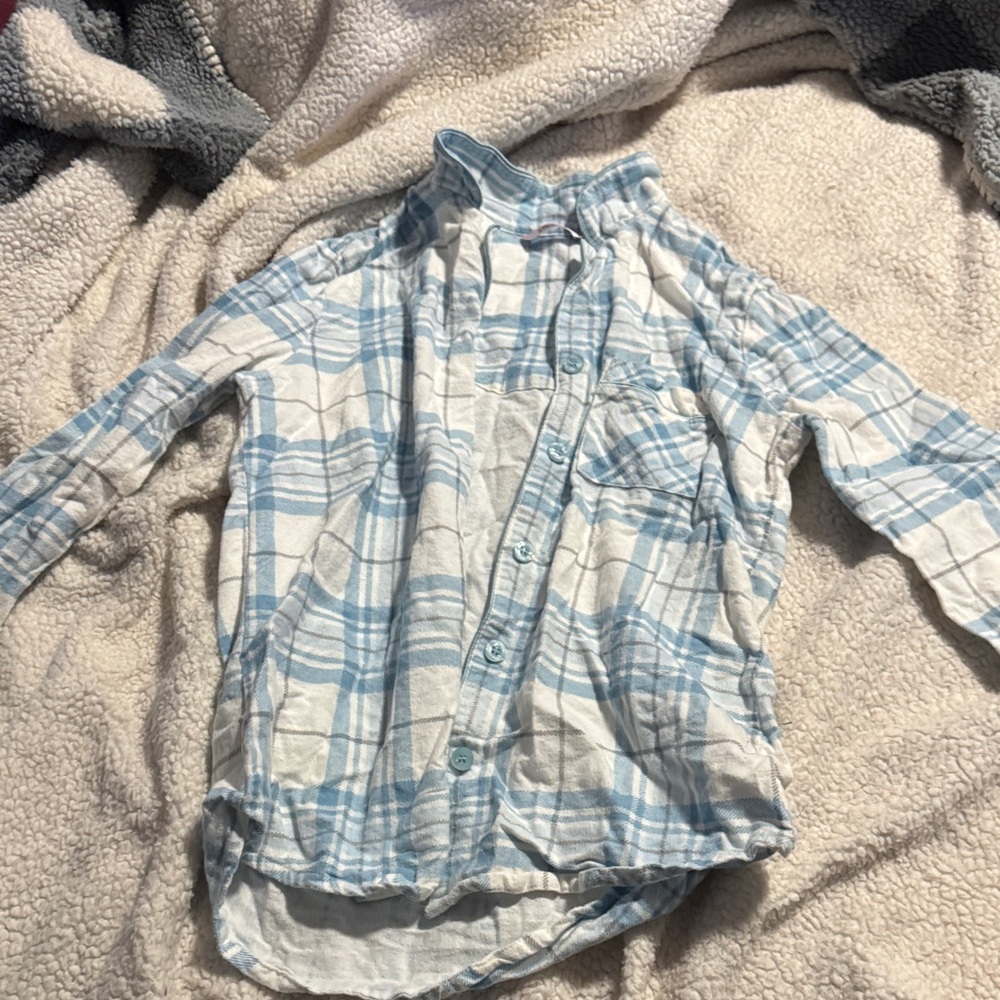 La Vie En Rose Blue and White Plaid Pajama Top